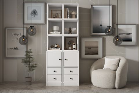LEKSA 2 KAPAKLI ÇEKMECELİ RAFLI KİTAPLIK 65 CM BEYAZ KTP-1277-Ç