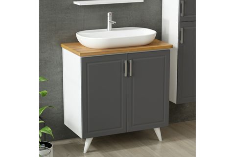 SANYA BANYO DOLABI AY2K114, BEYAZ ANTRASİT, 85CM