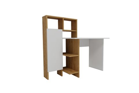 BUĞRA DOLAPLI RAFLI ÇALIŞMA BİLGİSAYAR MASASI, SAFİRMEŞE BEYAZ