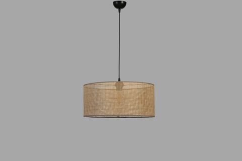 ÖRGÜLÜ RATTAN ABAJURLU TEKLİ SARKIT AVİZE