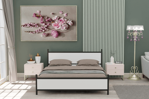 GM 305 MODERN ÇİFT KİŞİLİK METAL SİYAH BEYAZ KARYOLA 140X190