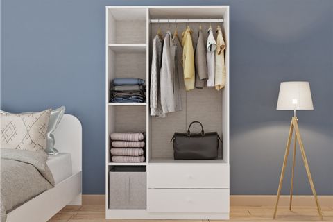 BİEN GARDIROP, BEYAZ, 3 KAPAKLI 2 ÇEKMECELİ