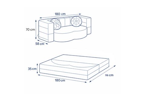 MUSE KATLANIR ÇOK AMAÇLI ÇİFT KİŞİLİK KOLTUK, MAVİ
