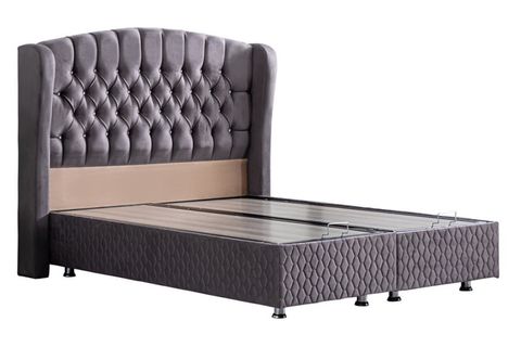 NİCE BAZA BAŞLIK VE REAL PEDLİ YATAK SETİ, ANTRASİT GRİ, 180X200