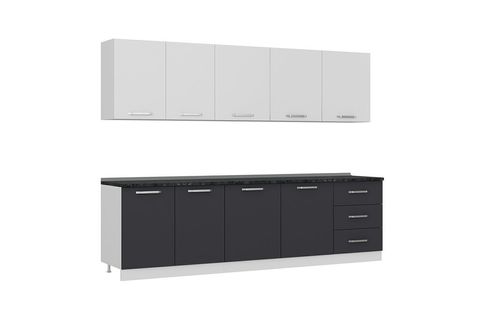 MİNAR ECE 280 CM MUTFAK DOLABI BEYAZ ANTRASİT 280-A2