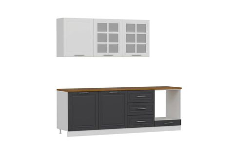 MİNAR 240 CM MEBRAN C MUTFAK DOLABI BEYAZ ANTRASİT 240-MCBA3