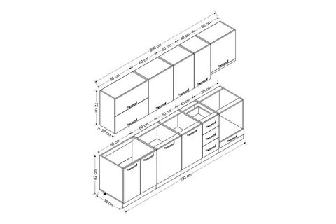 MİNAR AVANOS 290 CM MUTFAK DOLABI BEYAZ ANTRASİT 290-A8