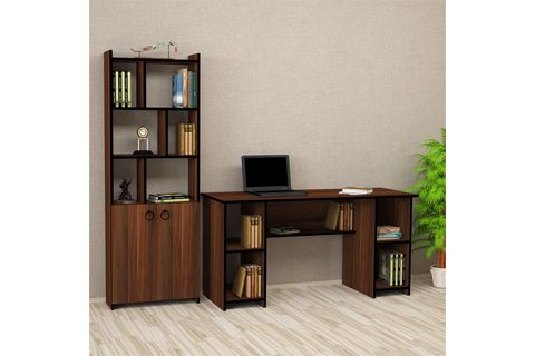 KALENDER DEKOR AVEL TWİNS MAYRA BİLGİSAYAR VE ÇALIŞMA MASASI TAKIMI, CEVİZ, 145 CM, AVTM05