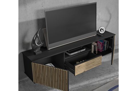 NOVA ZEBRA KAPAK TV ÜNİTESİ, SİYAH, ATLANTİK ÇAM, 180 CM