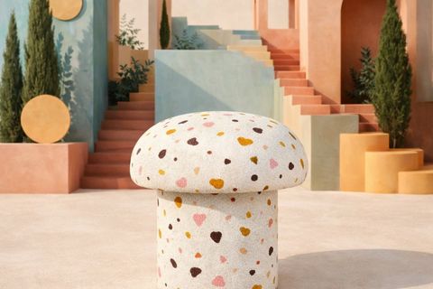 MUSHROOM MANTAR PUF, TERAZZO DESENLİ BEYAZ