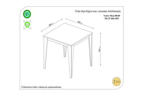YENİCE MUTFAK MASASI 80 CM ANTRASİT