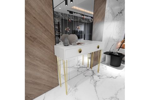 NAZ LÜX DRESUAR, 2 ÇEKMECELİ, BEYAZ GOLD
