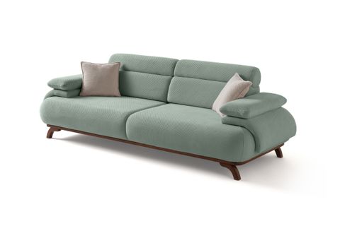 ALASKA SIRT MEKANIZMALI CEVIZ KASALI ÜÇLÜ KOLTUK, SU YEŞİL