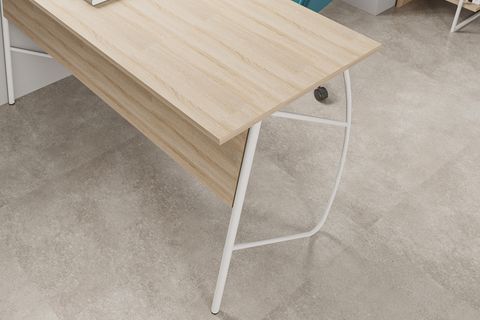 LAGOMOOD ELLA ÇALIŞMA MASASI VE TEKERLEKLİ SEHPA TAKIM, BEYAZ MEŞE, 150 CM