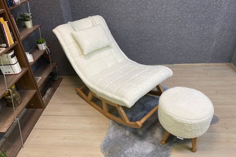 ASEDİA MİSKİN SALLANAN SANDALYE, TEDDY KREM, NATUREL AYAK
