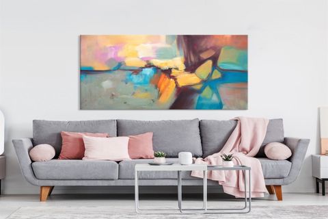 TABLOLIFE PASTEL RENKLER YAĞLI BOYA DOKULU TABLO, ÇERÇEVESİZ, 90X120