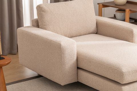 MERLİN DAYBED, KALIN KOL, NATUREL AYAK, RECYCLED KUMAŞ, CAPPUCİNO