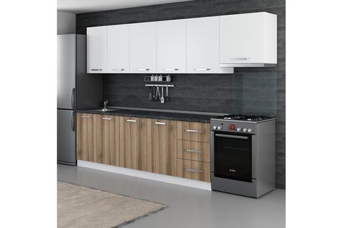 MİNAR BADE 300 CM MUTFAK DOLABI BEYAZ DORE 300-D5