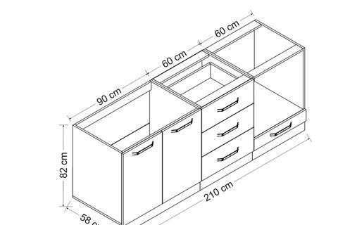 MİNAR 210 CM MUTFAK DOLABI BEYAZ 210-B3-ALT MODÜL