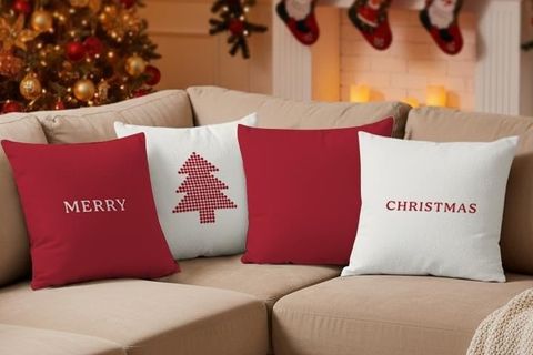 YILBAŞI TEMALI DÖRTLÜ KIRLENT KILIFI, KIRMIZI, 1042