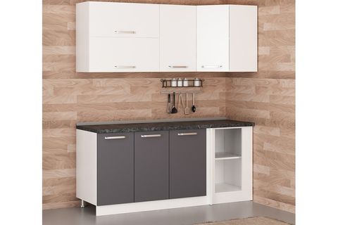 MİNAR 185CM KÖŞE MUTFAK DOLABI BEYAZ ANTRASİT K185A3