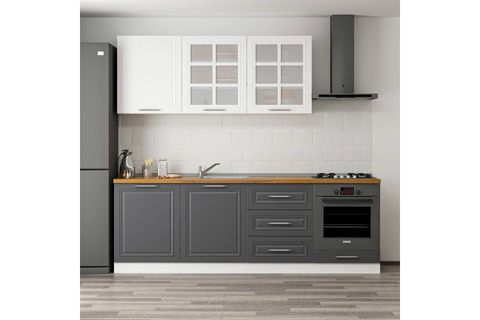 MİNAR 240 CM MEBRAN C MUTFAK DOLABI BEYAZ ANTRASİT 240-MCBA3