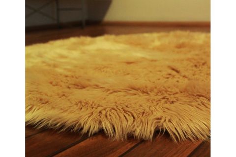 AKRİLİK KUZU POST HALI, YUVARLAK, CAMEL, 100X100