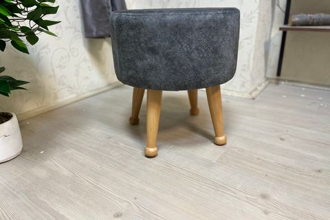 ASEDİA MİSKİN PUF, GRİ, AHŞAP, NATUREL AYAK