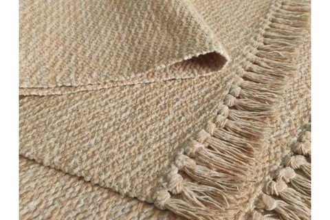 GARDENYA DOĞAL JÜT HASIR GÖRÜNÜMLÜ KAHVERENGİ BEJ ÇERÇEVELİ KARA TEZGAH DOKUMA SAÇAKLI KİLİM 150X230