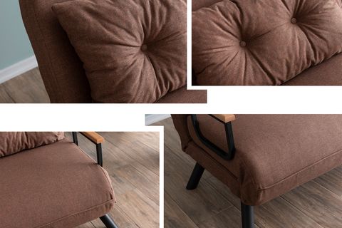 PAFU SANDO İKİLİ KETEN KATLANIR YATAKLI KOLTUK, AÇIK KAHVE