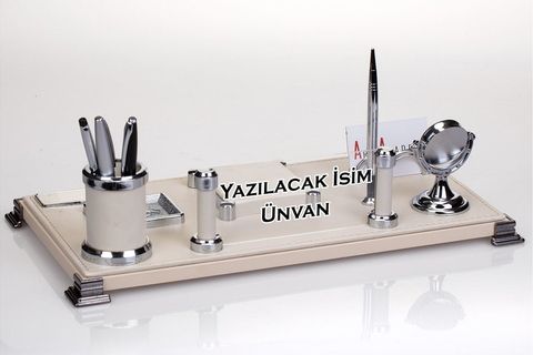 EFES MASA İSİMLİK SETİ DERİ OFİS MASA İSİMLİĞİ, BEYAZ