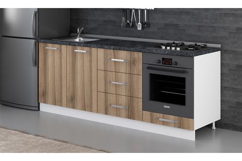 MİNAR 210 CM MUTFAK DOLABI BEYAZ DORE 210-D3-ALT MODÜL