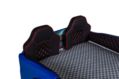 MUSTANG ARABALI FULL LEDLİ KUMANDALI MÜZİKLİ YATAK, MAVİ