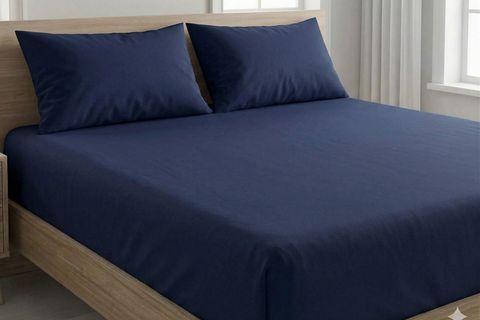 MAKİ HOME ÇİFT KİŞİLİK LASTİKLİ ÇARŞAF VE YASTIK KILIFI SETİ, LACİVERT, 160X200, 50X70