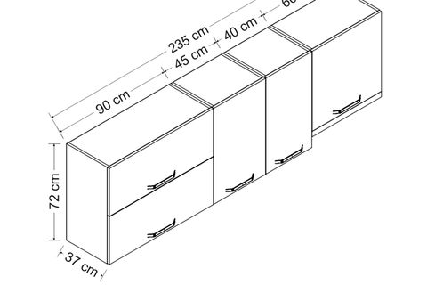 MİNAR 235 CM MUTFAK DOLABI BEYAZ 235-B7-ÜST MODÜL