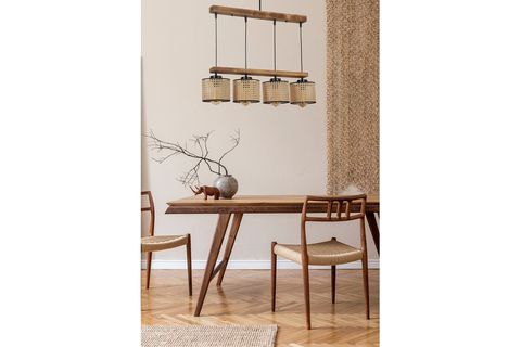 LUMEXX DAVİD DÖRTLÜ SIRALI YANIK RATTAN ABAJURLU SARKIT