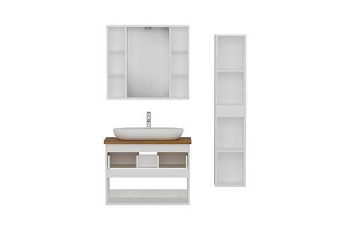 VERA BANYO DOLABI 22, BEYAZ ANTRASİT, 100 CM