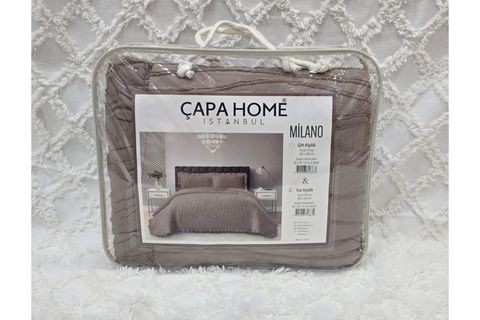 ÇAPA HOME MİLANO STONE WASH FIRFIRLI SAKALLI YATAK ÖRTÜSÜ, KAHVE, TEK KİŞİLİK