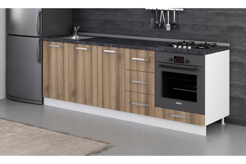 MİNAR 230 CM MUTFAK DOLABI BEYAZ DORE 230-D3-ALT MODÜL