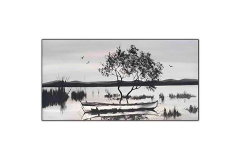 SİYAH BEYAZ GÖL ORİJİNAL YAĞLI BOYA TABLO