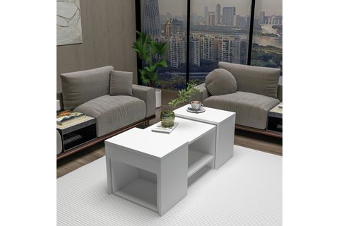 ARNETTİ SARTOS ZİGONLU ORTA SEHPA, BEYAZ