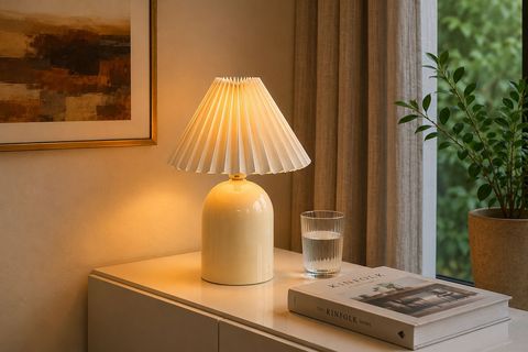 FERAY PİLELİ ABAJUR, KREM, 34 CM