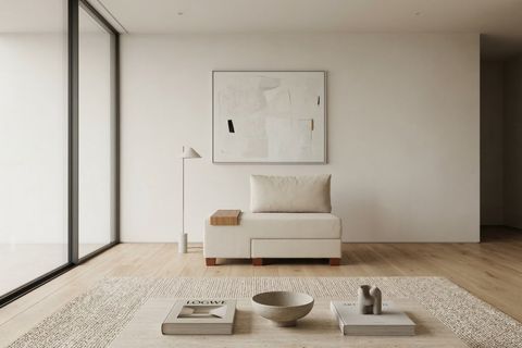 PERENNA YATAKLI TEKLİ KOLTUK, ŞÖNİL, KREM, SOL