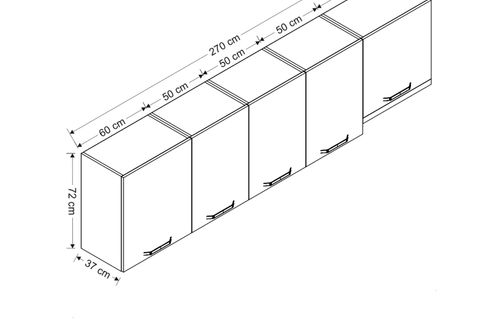 MİNAR 270 CM MUTFAK DOLABI BEYAZ 270-B4-ÜST MODÜL