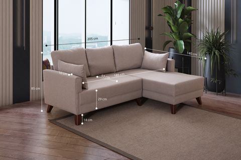 GLORİA MİNİ KÖŞE KOLTUK, KREM, SAĞ KÖŞE