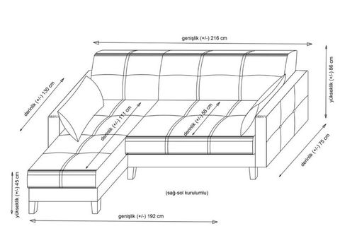 LİRYA SANDIKLI BAZALI KÖŞE KOLTUK, BEJ