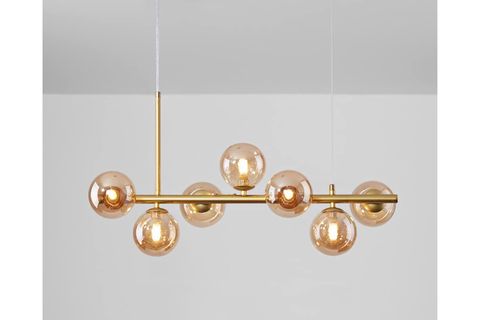 AYTEN SIRALI YEDİLİ GOLD KASALI BAL CAMLI AVİZE, ESKİTME