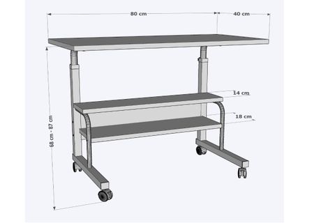 DEHALİMİTED 80X40 YÜKSEKLİK AYARLI TEKERLEKLİ LAPTOP SEHPASI, KAHVERENGİ