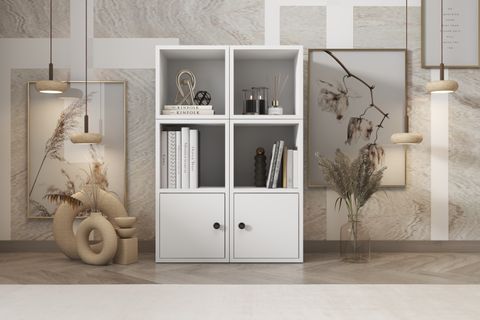 LEKSA KAPAKLI RAFLI KİTAPLIK 65 CM BEYAZ KTP-1025-Ç