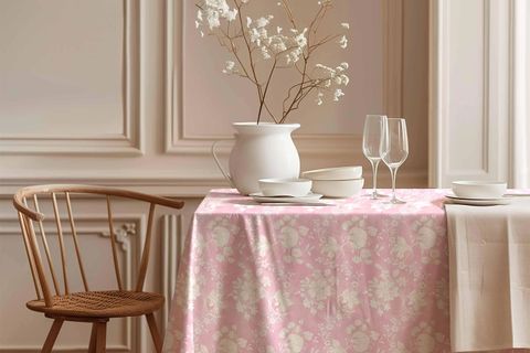 PEMBE BOTANİCA NOSTALJİ PAMUK MASA ÖRTÜSÜ, 150X200 CM